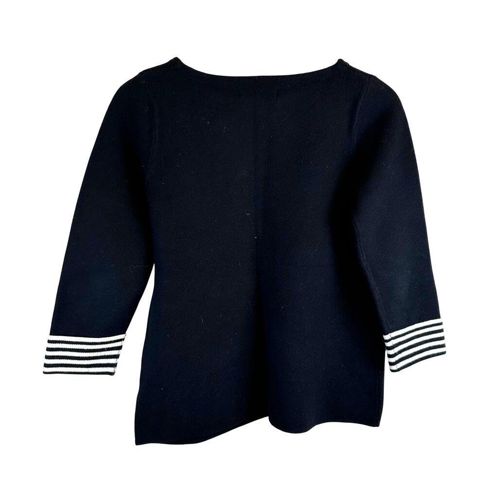 Tahari Black Thick 3/4 Sleeve Striped Cuff Sweater Womens Size XS Officecore